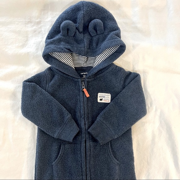 Carters Fleece Jumpsuit, Size 12 months - Picture 1 of 3